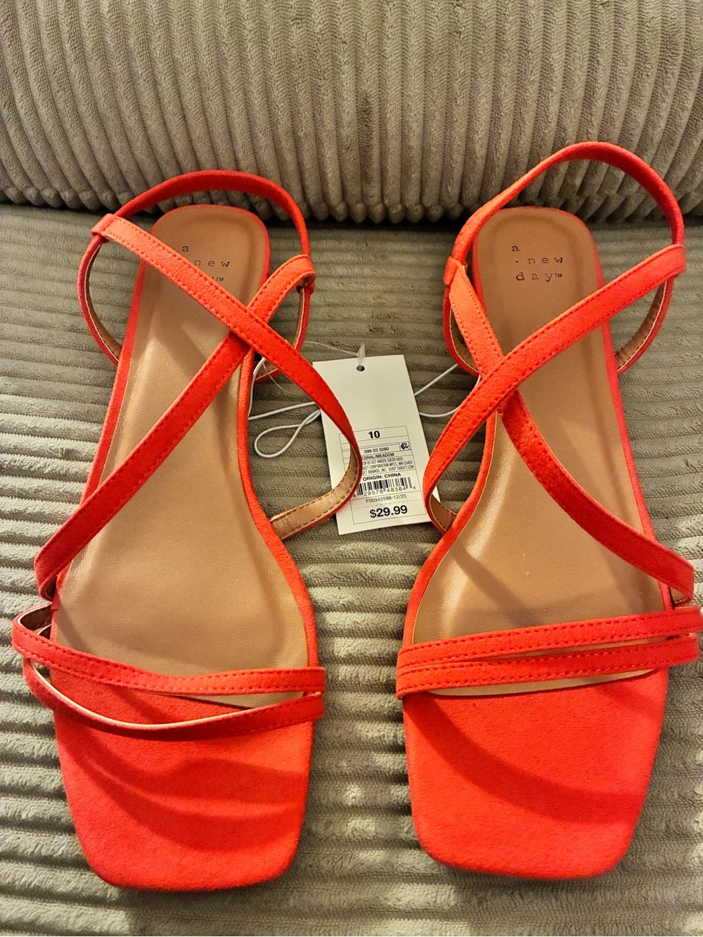 a new day Women's Orange Strappy Square-Toe Sandals